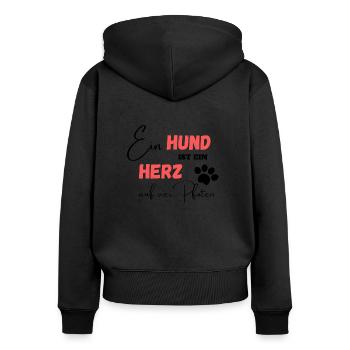 Ein Hund ist ein Herz auf vier Pfoten - Frauen Premium Bio Zip Hoodie - Schwarz - Hinten - Julia (174cm)