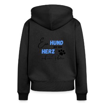 Ein Hund ist ein Herz auf vier Pfoten - Frauen Premium Bio Zip Hoodie - Schwarz - Hinten - Julia (174cm)