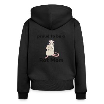 Rattenmutter - Frauen Premium Bio Zip Hoodie - Schwarz - Hinten - Julia (174cm)