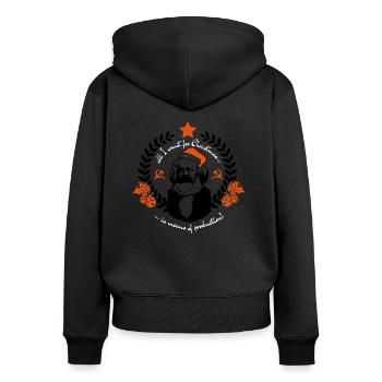 Happy XMarx - Frauen Premium Bio Zip Hoodie - Schwarz - Hinten - Julia (174cm)