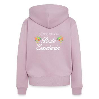 La meilleure éducatrice de loin | Assistante maternelle - Sweat à capuche zippé Premium bio Femme - rose poudré - Dos - Julia (174cm)