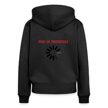 Doctorant en cours disant cadeau - Sweat à capuche zippé Premium bio Femme - noir - Dos - Julia (174cm)