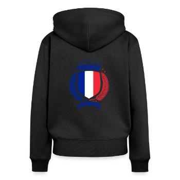 FRANCE MON PAYS - Sweat à capuche zippé Premium bio Femme - noir - Dos - Julia (174cm)