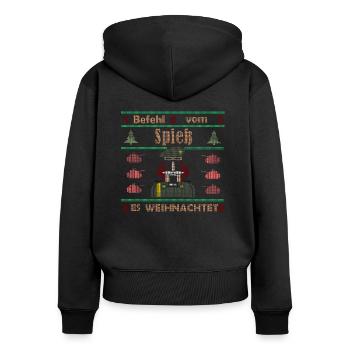Befehl vom Spieß Ugly Christmas Sweater - Frauen Premium Bio Zip Hoodie - Schwarz - Hinten - Julia (174cm)