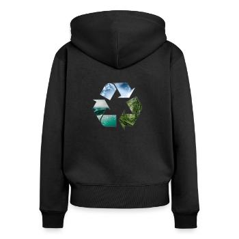 Recycle Earth - Women's Premium Organic Zip Hoodie - black - Back - Julia (174cm)