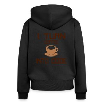 I turn coffee into code Programming Informatic - Frauen Premium Bio Zip Hoodie - Schwarz - Hinten - Julia (174cm)