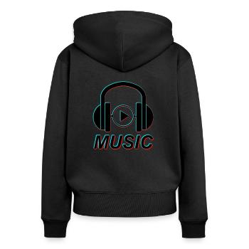 Musik | Music | Beats - Frauen Premium Bio Zip Hoodie - Schwarz - Hinten - Julia (174cm)