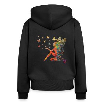 Fairy 10 - energy art - Women's Premium Organic Zip Hoodie - black - Back - Julia (174cm)
