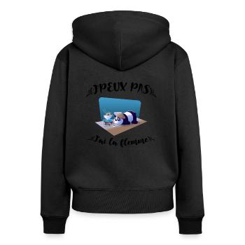 I can't, I'm lazy, Beautiful panda with a blue background - Women's Premium Organic Zip Hoodie - black - Back - Julia (174cm)
