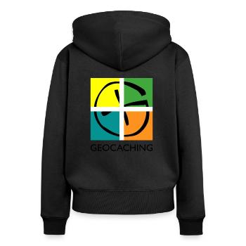 Cool logo design for geocachers for geocaching - Women's Premium Organic Zip Hoodie - black - Back - Julia (174cm)