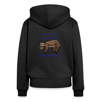 Ich kam sah, und hatte direkt keinen Bock - Frauen Premium Bio Zip Hoodie - Schwarz - Hinten - Julia (174cm)