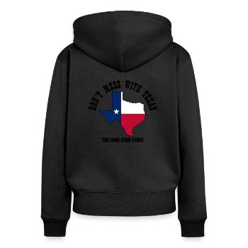 Don't mess with Texas - Frauen Premium Bio Zip Hoodie - Schwarz - Hinten - Julia (174cm)