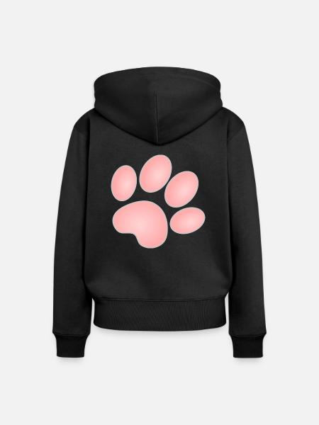 Katzenpfote, rosa - Frauen Premium Bio Zip Hoodie - Schwarz