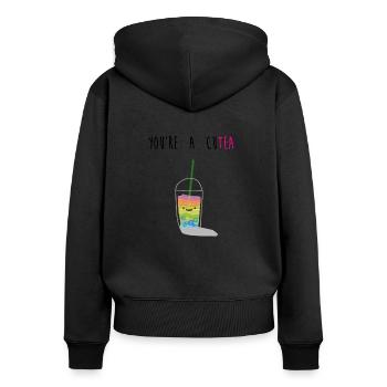 You are a cutea - Women's Premium Organic Zip Hoodie - black - Back - Julia (174cm)