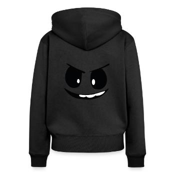 lustiges, freches, böses, fieses Monster Gesicht - Frauen Premium Bio Zip Hoodie - Schwarz - Hinten - Julia (174cm)