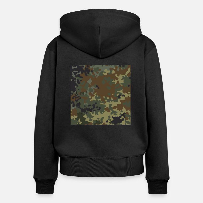 Camouflage flecktarn allemand - Sweat à capuche zippé Premium bio Femme - noir