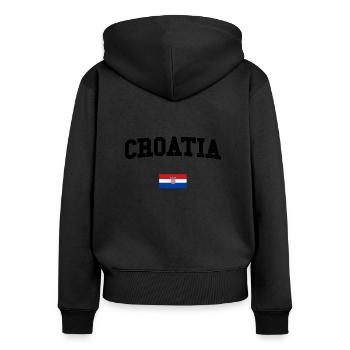 KROATIEN - Frauen Premium Bio Zip Hoodie - Schwarz - Hinten - Julia (174cm)