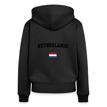 PAYS-BAS - Sweat à capuche zippé Premium bio Femme - noir - Dos - Julia (174cm)