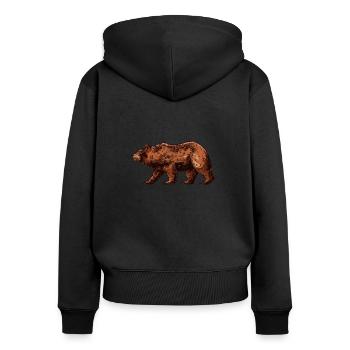 Chemise ours - Sweat à capuche zippé Premium bio Femme - noir - Dos - Julia (174cm)