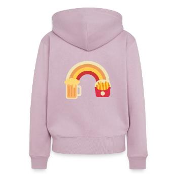 Bier und Pommes - Frauen Premium Bio Zip Hoodie - Altrosa - Hinten - Julia (174cm)