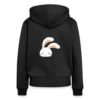Cute rabbit with long ears - Women's Premium Organic Zip Hoodie - black - Back - Julia (174cm)