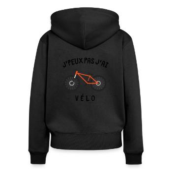 Je peux pas j ai Vélo clair - Sweat à capuche zippé Premium bio Femme - noir - Dos - Julia (174cm)