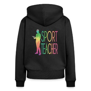 Sportlehrer - Frauen Premium Bio Zip Hoodie - Schwarz - Hinten - Julia (174cm)