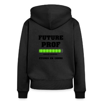 FUTURE PROF - Sweat à capuche zippé Premium bio Femme - noir - Dos - Julia (174cm)