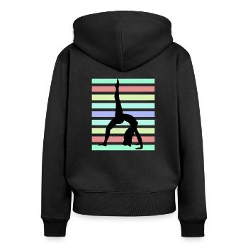 Acrobatics Mrs. Sunset - Women's Premium Organic Zip Hoodie - black - Back - Julia (174cm)