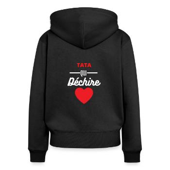 Tata qui déchire - Sweat à capuche zippé Premium bio Femme - noir - Dos - Julia (174cm)