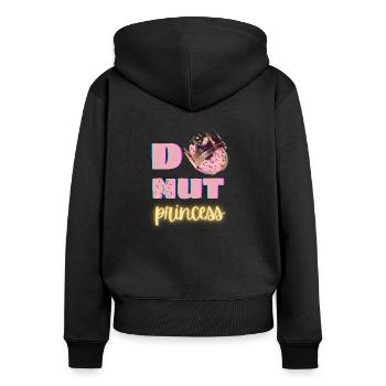 Donut Princess Funny Foodie Shirt Schokolade - Frauen Premium Bio Zip Hoodie - Schwarz - Hinten - Julia (174cm)