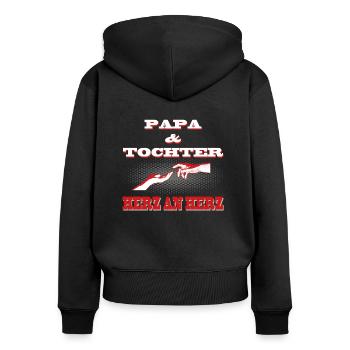 papa tochter - Frauen Premium Bio Zip Hoodie - Schwarz - Hinten - Julia (174cm)