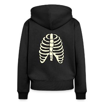 Cadeau comique drôle de colonne vertébrale osseuse - Sweat à capuche zippé Premium bio Femme - noir - Dos - Julia (174cm)