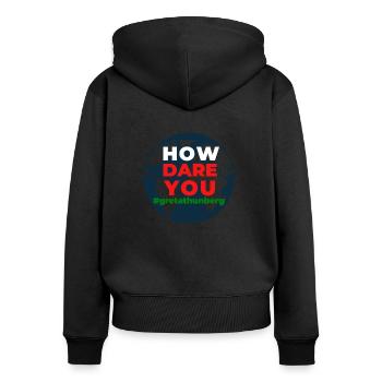 Comment osez-vous Greta Earth Shirt Save - Sweat à capuche zippé Premium bio Femme - noir - Dos - Julia (174cm)