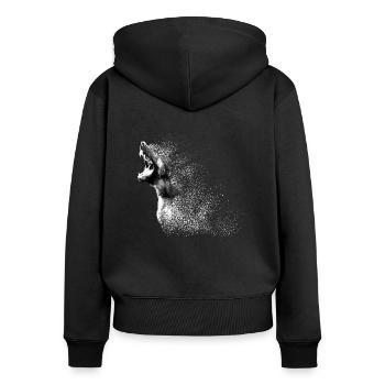 Dog ART - Frauen Premium Bio Zip Hoodie - Schwarz - Hinten - Julia (174cm)