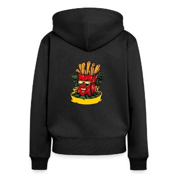 Frites drôles de restauration rapide avec des lunettes de soleil - Sweat à capuche zippé Premium bio Femme - noir - Dos - Julia (174cm)