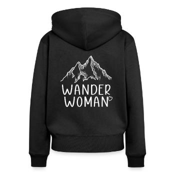 Randonner Woman - Randonnée en plein air Nature Ski Montagnes - Sweat à capuche zippé Premium bio Femme - noir - Dos - Julia (174cm)