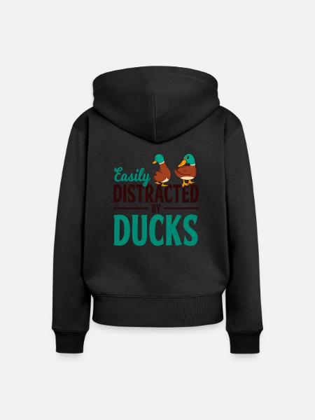 Ente Entchen Geschenk - Frauen Premium Bio Zip Hoodie - Schwarz