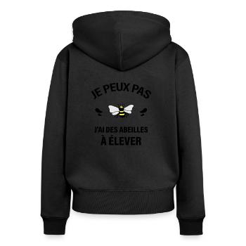 JE PEUX PAS J'AI DES ABEILLES À ÉLEVER - Sweat à capuche zippé Premium bio Femme - noir - Dos - Julia (174cm)