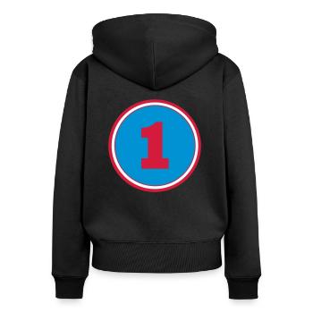 1 ***** - Women's Premium Organic Zip Hoodie - black - Back - Julia (174cm)