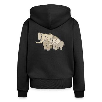Éléphant - Sweat à capuche zippé Premium bio Femme - noir - Dos - Julia (174cm)