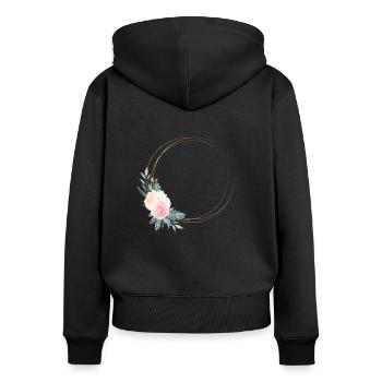 Flowers circle customizable - Women's Premium Organic Zip Hoodie - black - Back - Julia (174cm)