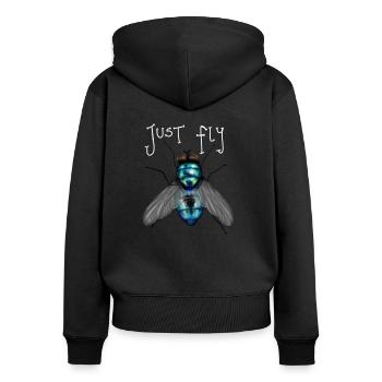 JUST FLY - Women's Premium Organic Zip Hoodie - black - Back - Julia (174cm)