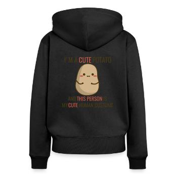 I’m a cute Potato - Sweat à capuche zippé Premium bio Femme - noir - Dos - Julia (174cm)