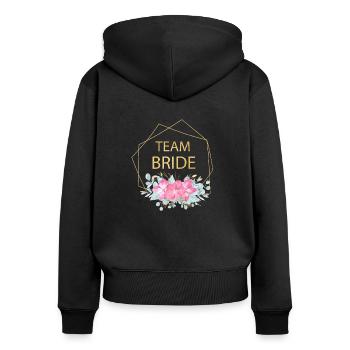 Équipe Bride ! Fleurs modernes personnalisable - Sweat à capuche zippé Premium bio Femme - noir - Dos - Julia (174cm)