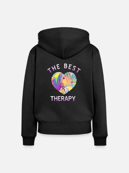 Pferd - Frauen Premium Bio Zip Hoodie - Schwarz