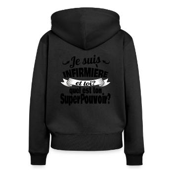 je suis infirmière - Sweat à capuche zippé Premium bio Femme - noir - Dos - Julia (174cm)