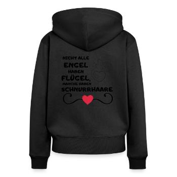 Schnuckibaby Lustige Sprüche Katze Engel Flügel - Frauen Premium Bio Zip Hoodie - Schwarz - Hinten - Julia (174cm)