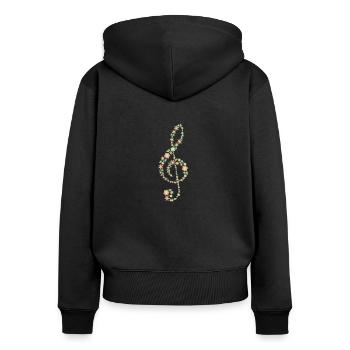 Violinschlüssel Frühlingsblumen Musikliebhaber - Frauen Premium Bio Zip Hoodie - Schwarz - Hinten - Julia (174cm)