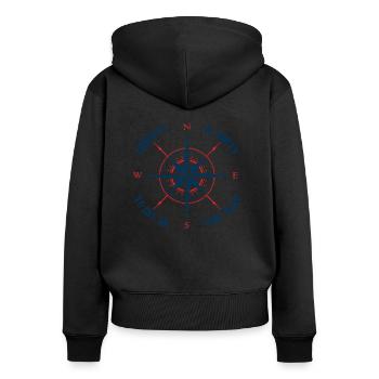 Life on the seas gift boat sailor sailboat - Women's Premium Organic Zip Hoodie - black - Back - Julia (174cm)
